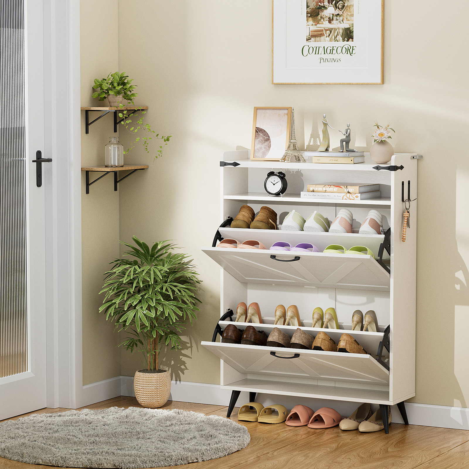 Entryway Shoe Rack Narrow Hallway Storage Cabinet Tribesigns Shoe