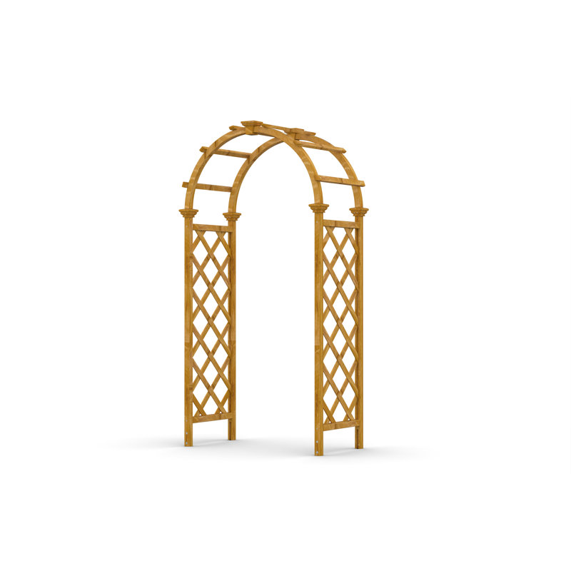 Golden Brown Cedar Wood Garden Arbor with Arch Top