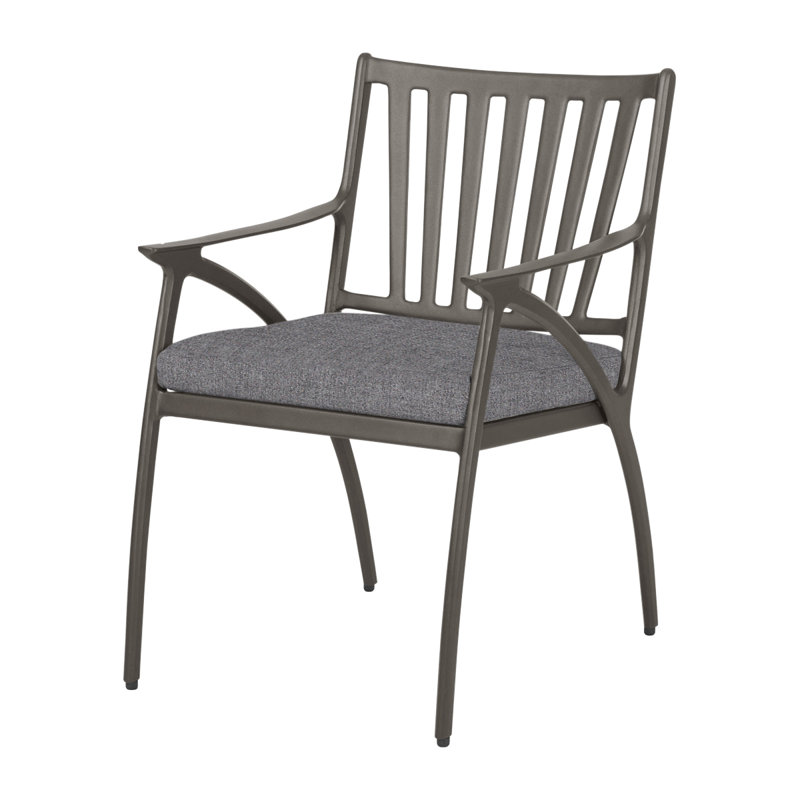 Amari Dining Chair Frame with Cushion, Carbon, Cast Slate Sunbrella® Plainweave