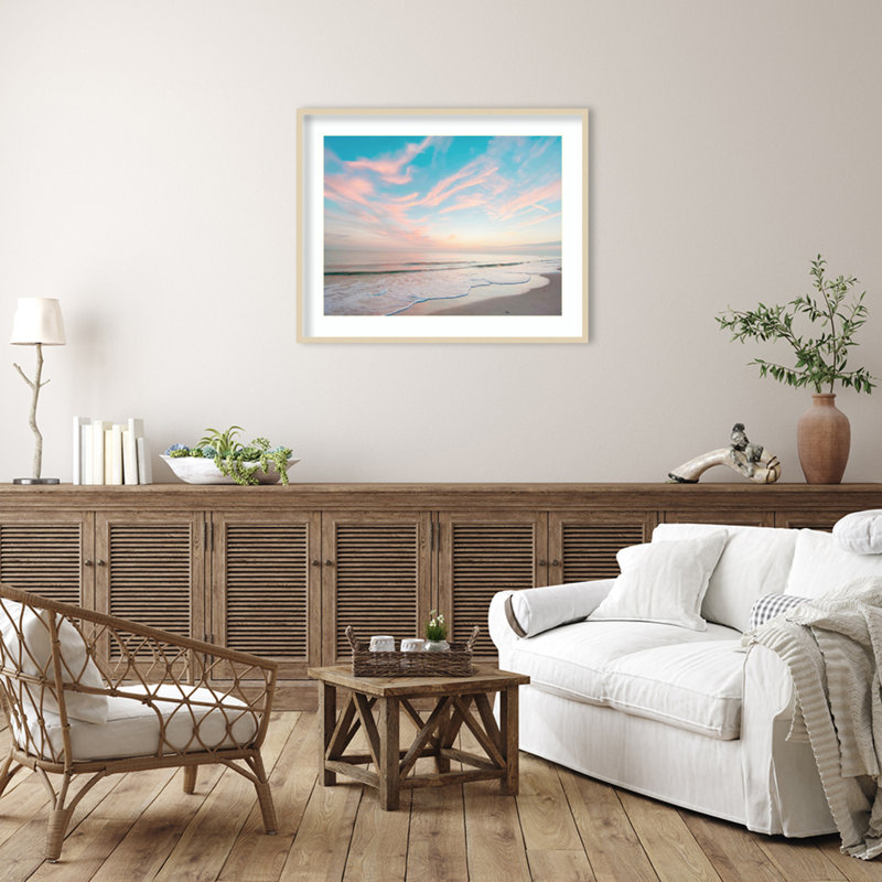 * Cotton Candy Sky par Graffi * Tee, impression d'art mural en bois encadré