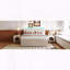 Grand lit plateforme tapissier en molleton avec lit gigogne simple TG et lumières DEL