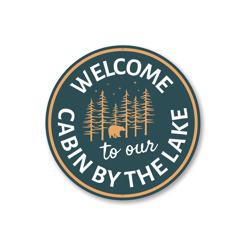 Plaque en aluminium Lake Cabin Welcome, H 18 po x l 18 po x P 0,06 po