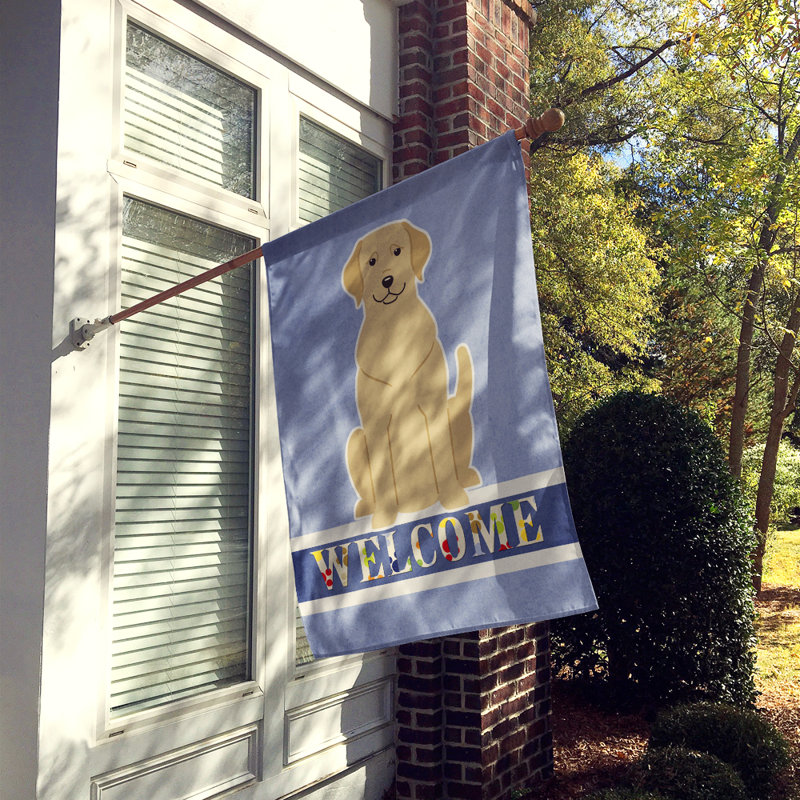 Polyester 2 côtés 40 x 28 po welcome drapeau maison, Labrador blond assis
