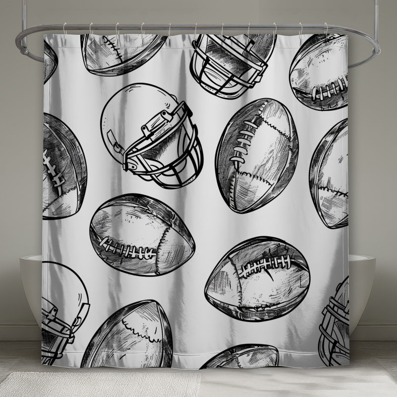 Rideau de douche Football - Décoration de salle de bain moderne, L 70 po x H 93 po
