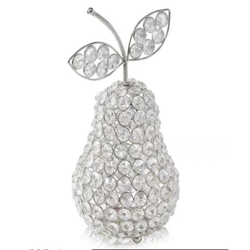 Silver Crystal Beaded Pear Sculpture