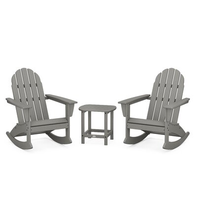 Vineyard 3-Piece Adirondack Rocking Chair Set with South Beach 18"" Side Table -  POLYWOOD®, PWS711-1-GY