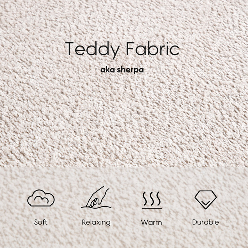 88.58''w Upholstered Comfy Couch, Beige Teddy