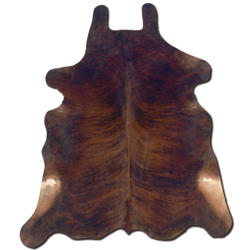 Osborn Handmade Dark Brindle Natural Cowhide Area Rug with Suede Backing