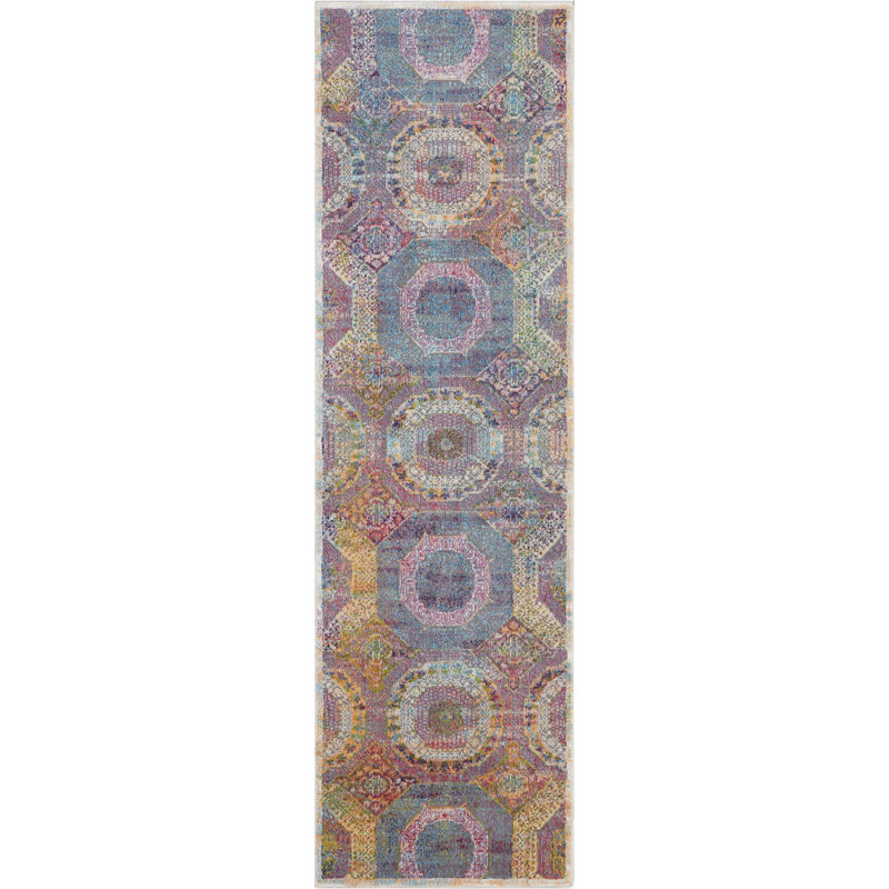Bungalow Rose Geometric Indoor Rug, Runner 2'4" x 8'