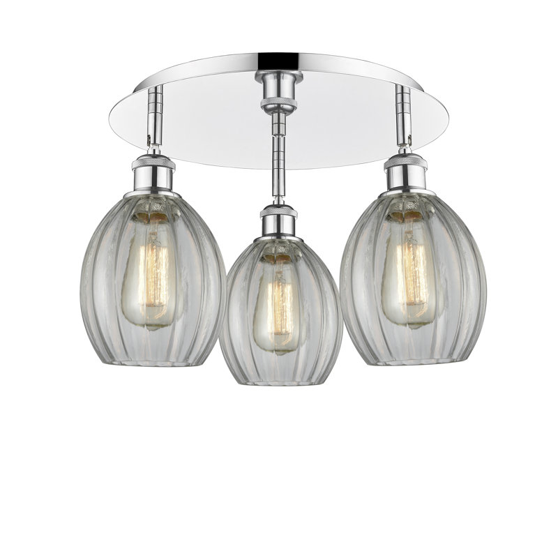 Plafonnier semi-encastré en verre Berl, Transparent, Chrome poli