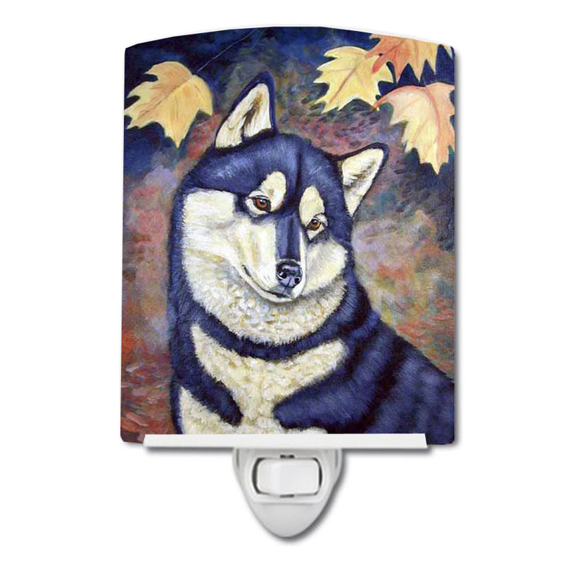 Fall Leaves Siberian Husky Ceramic Night Light