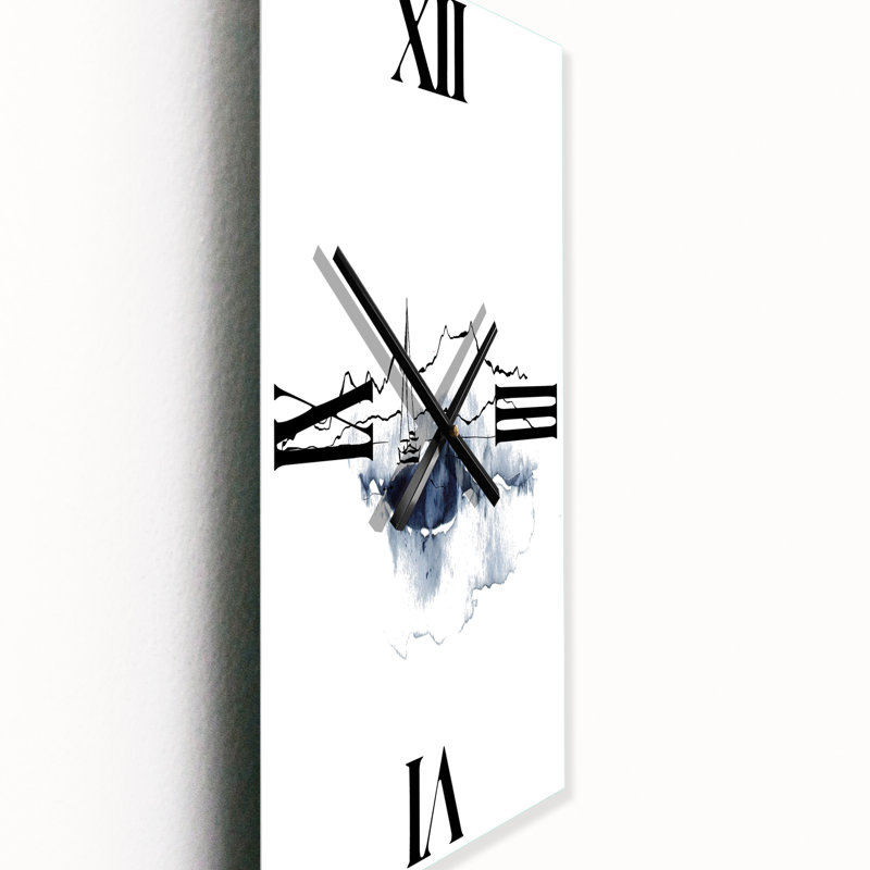 Horloge murale minimaliste avec paysage marin et montagnes, Petit