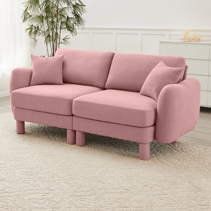 Canapé-lit 2 places en tissu Boucle, 35" H x 78" W x 35.8" D, 2, Rose