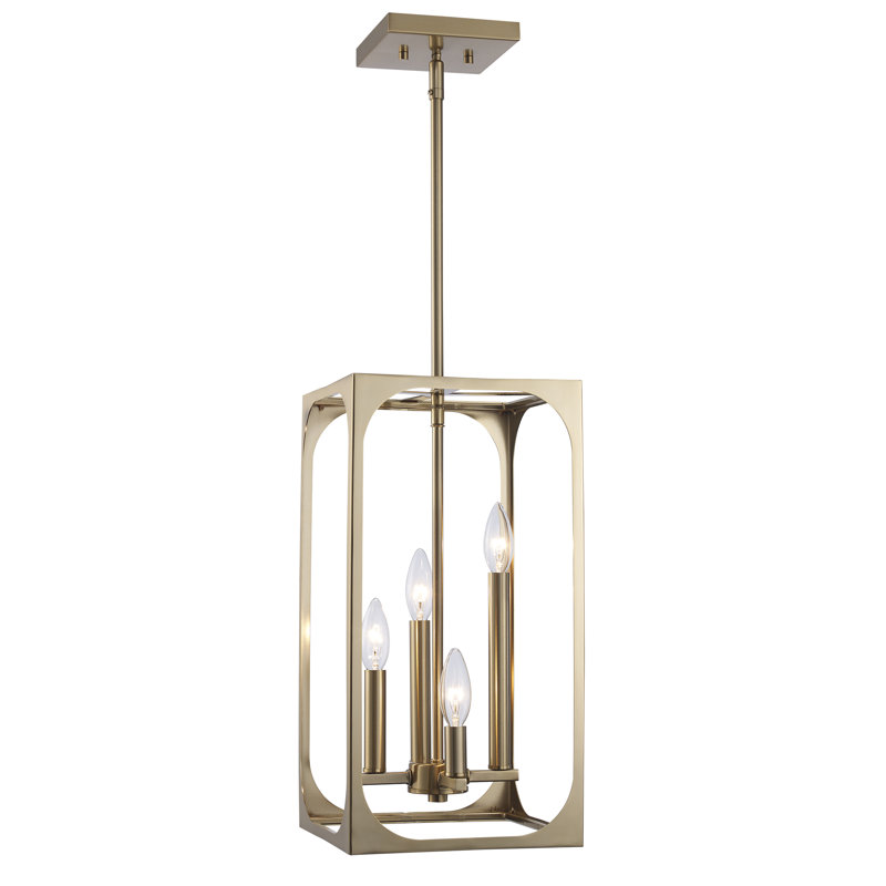 Luminaire suspendu cage 4 lumières Marieliese, Or antique