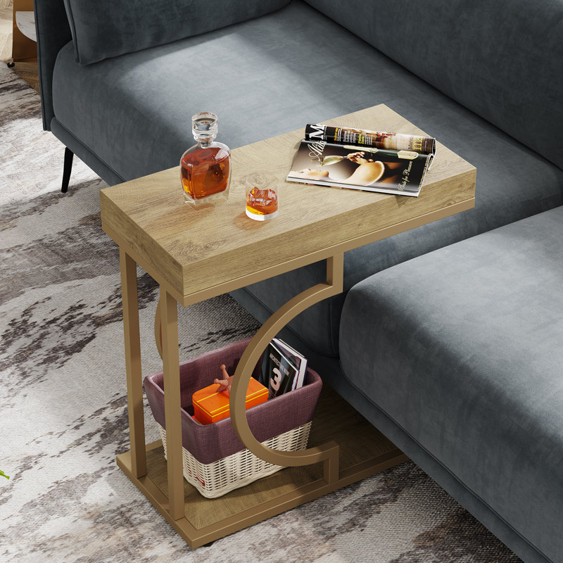 Ensemble de tables de bout Talib, Brun clair / or