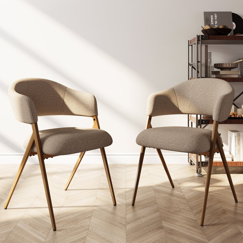 48cm H Fabric Upholstered Upholstered Back Armchair, Taupe