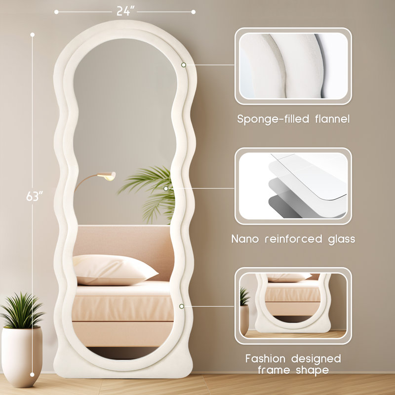Irregular Wavy Full Length Mirror, 63" x 24"
