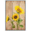Hautes tournesols sur fond effet bois - impression sur toile tendue-101377329-56335140