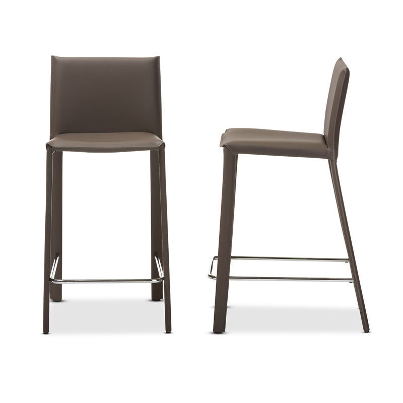 Xie Upholstered Faux Leather Counter Stool with Steel Frame