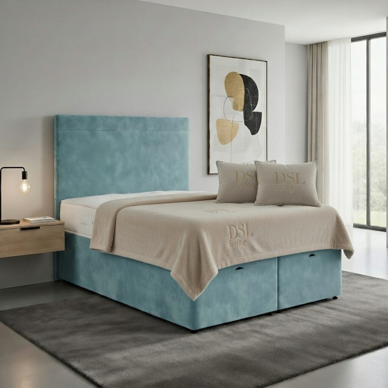 Upholstered Bed, Single, Duck Egg