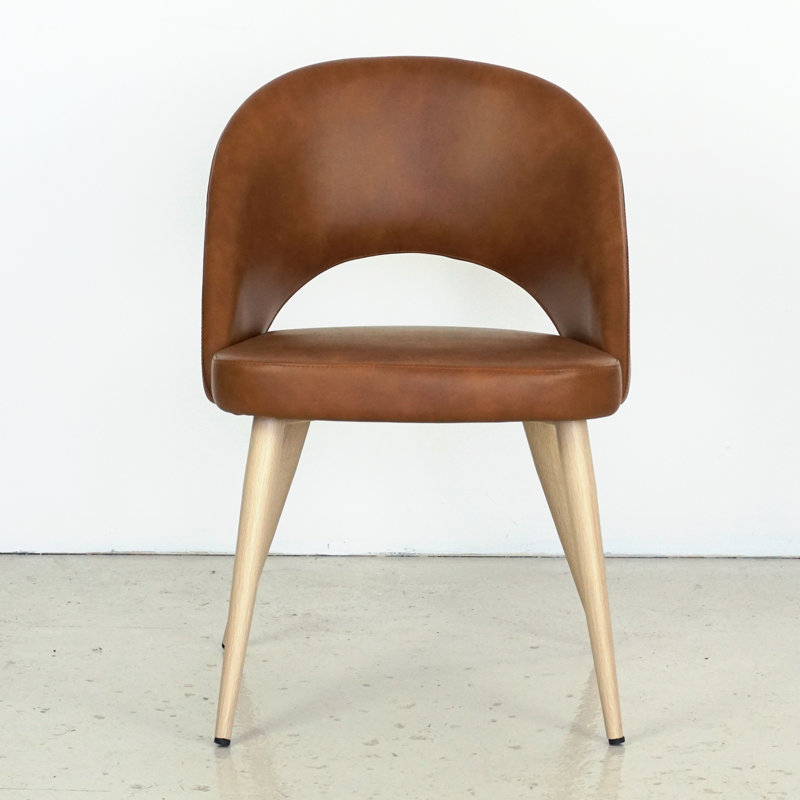 Chaise d'appoint rembourrée en similicuir Kanthan, Naturel, Brun clair
