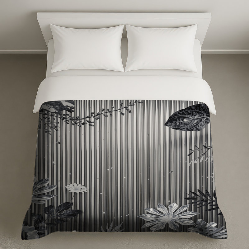 Housses de couette monochromes à feuillage tropical, Lit simple