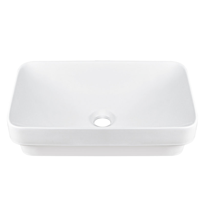 DeerValley 490 x 300 x 120mm Rectangular Drop-In / Semi-Recessed Bathroom Basin Vessel Sink White