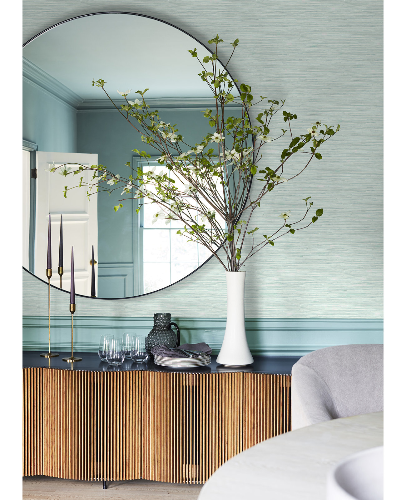Harwell Vinyl Wallpaper Roll, Aqua