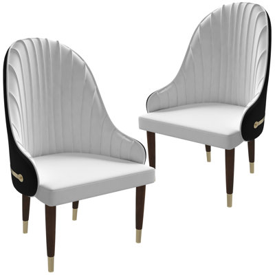 Simoneau Upholstered Leather Dining Chair With Rubberwood Frame And Legs With Gold Accents Simoneau Collection