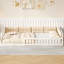 Lit tapissier en bois avec garde-corps et coussin Wood