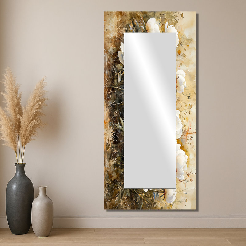 Peonies In The Mountain Meadow II - Floral Wall Mirror Art - Printed On Metal, 28" x 60"