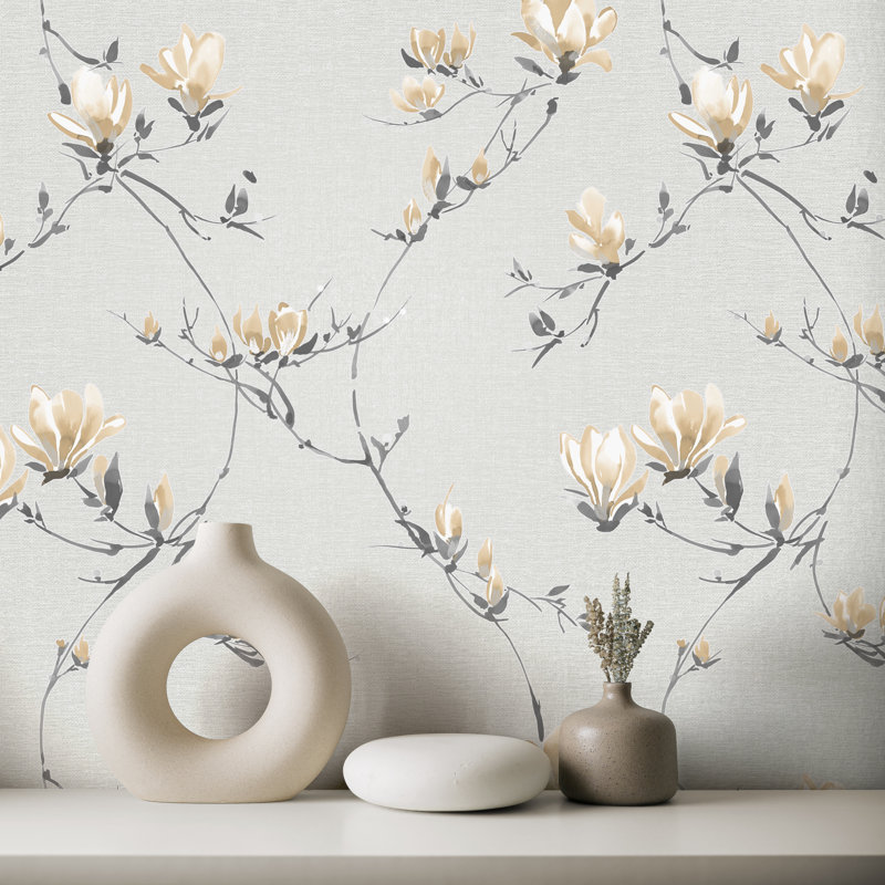 Isla Floral Luxury Textured Vinyl Wallpaper, Beige