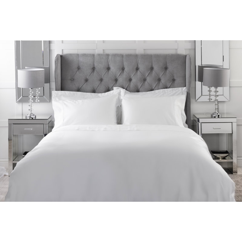 Bamboo Collection Solid Colour Duvet Cover, White, Double Duvet Cover + 2 Standard Pillowcases