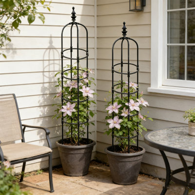 2 treillis de jardin obélisque, treillis de jardin de 180 cm de hauteur pour plantes grimpantes d'extérieur, pour plantes grimpantes et supports à fleurs, support pour plantes d'intérieur en pot