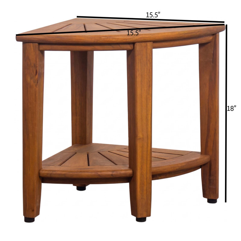 Kai Petite OptiAREA Teak Corner Stool, 18" H x 15.5" W x 15.5" D, Teak Oil