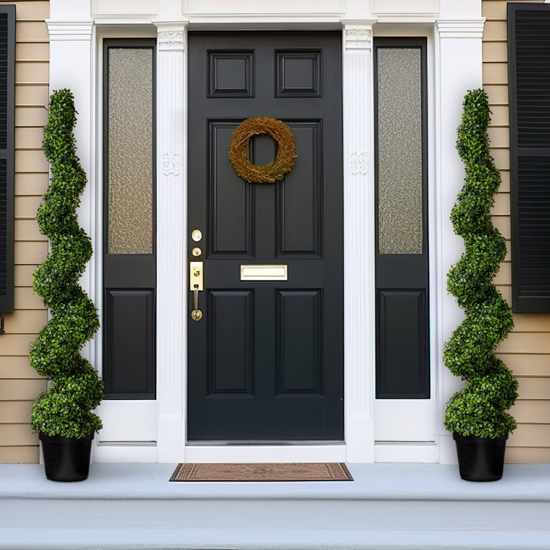 Topiaire faux buis en pot, 2, H 48 po x l 9,8 po x P 9,8 po