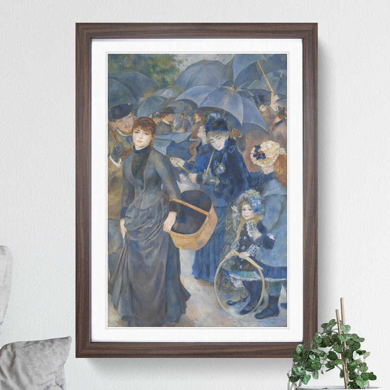 The Umbrellas by Pierre-Auguste Renoir - Picture Frame Painting, 48cm H x 36cm W x 2cm D, Walnut