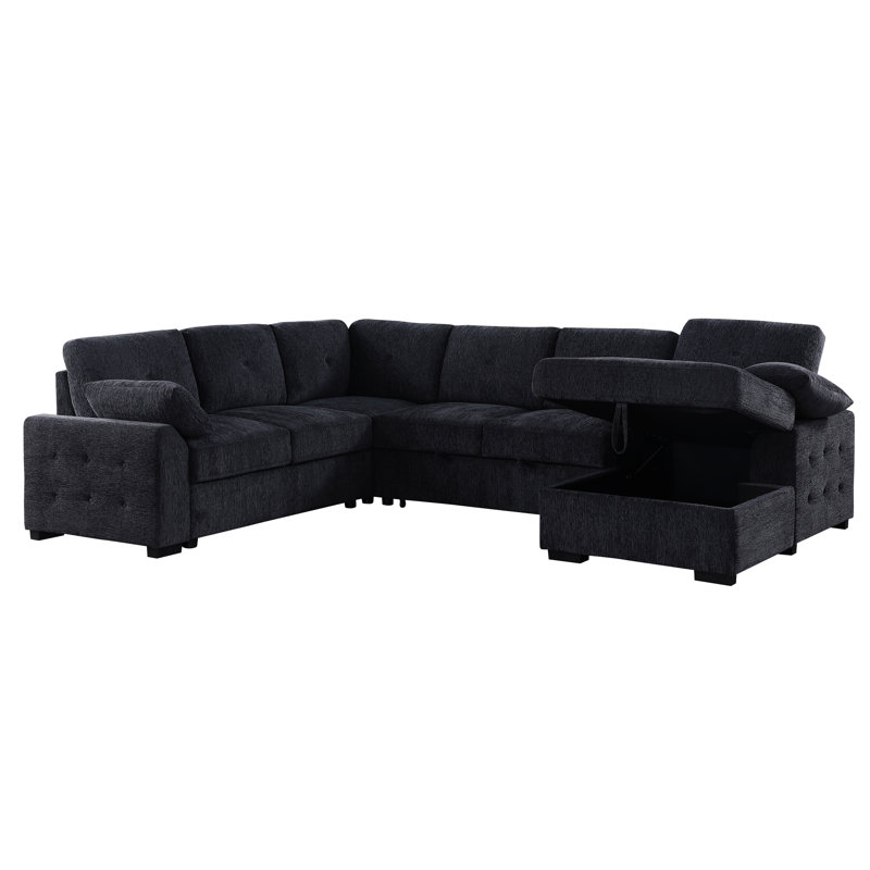 Canapé modulaire en L 5 po, Chenille grise foncée