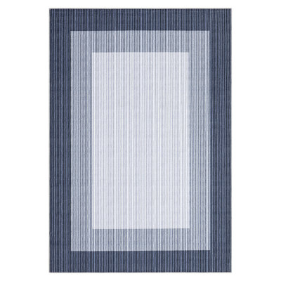 9 x 12 ft Polyester Blue Rectangular Area Rug Geometric Bordered Modern Machine Washable for Indoor