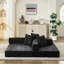 Canapé-lit convertible polyvalent, plancher en chenille noir pour la chambre à coucher, conception modulaire personnalisable, éponge de haute qualité, conception compacte à 3 niveaux, sans assemblage, housse de matelas pliable et antidérapante-1592798533