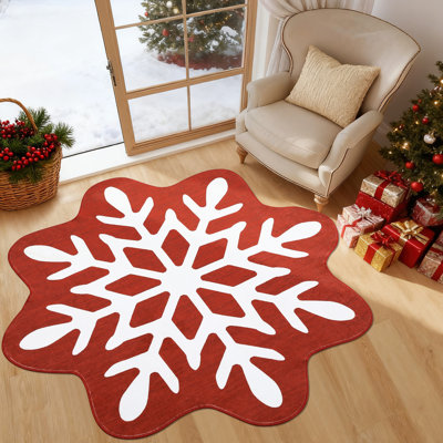 Tapis décoratif de Noël à motif de flocons de neige pour salon, tapis de sol pour les fêtes