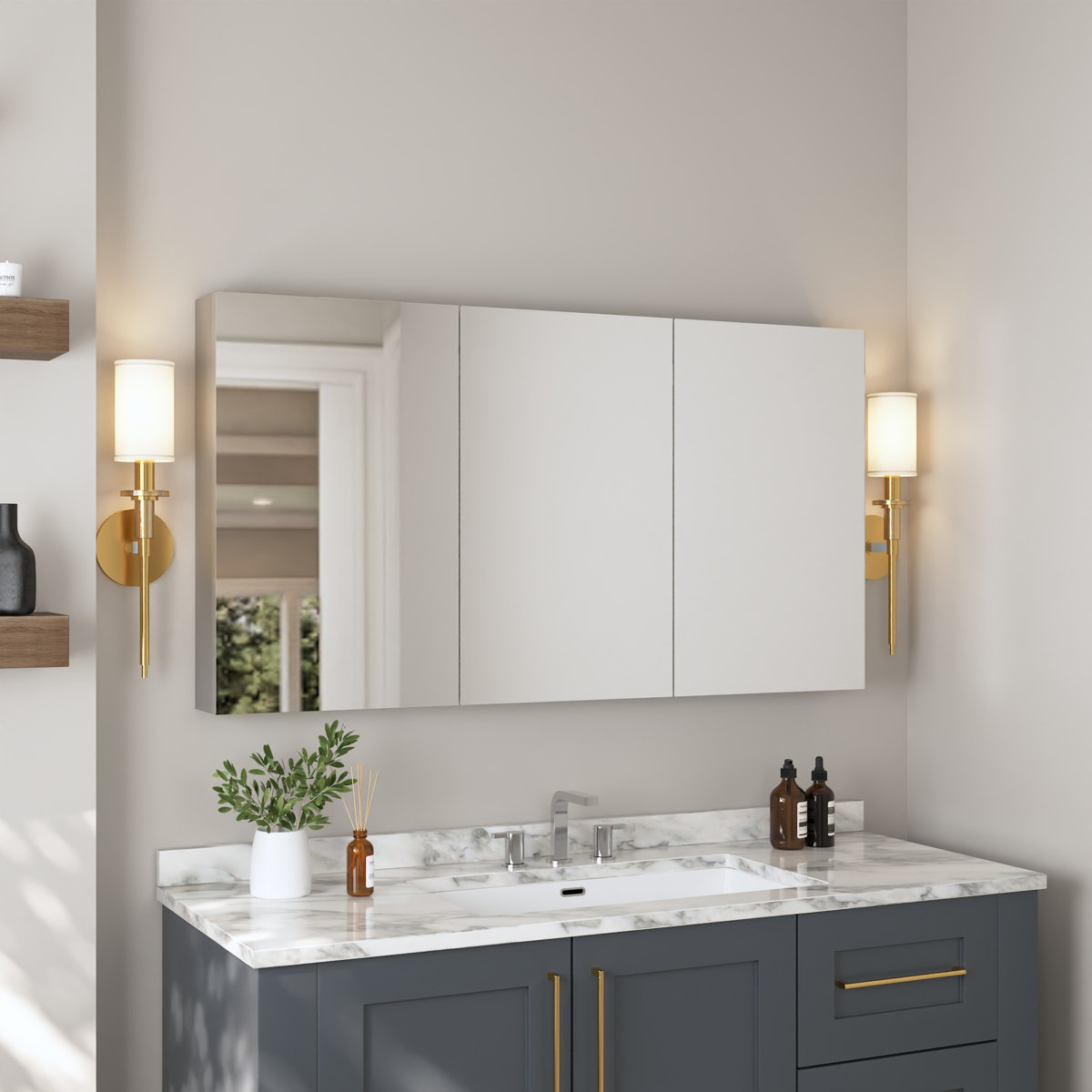 48'' W x 26'' H Surface Mount Frameless 3 Door Medicine Cabinet only