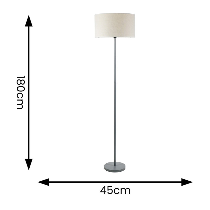 Roseli 180cm Traditional Floor Lamp, Natural, No, Grey