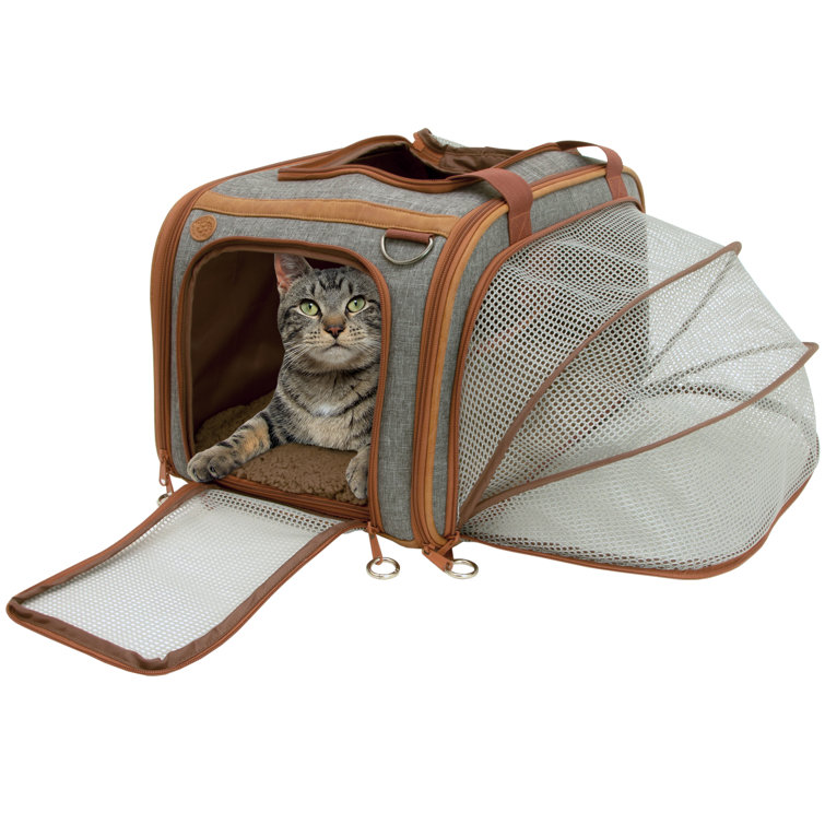 Sportpet Designs Travel Cat Carrier Front Door Plastic Collapsible, Large