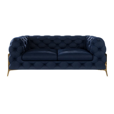 Atoka 2 seater Chesterfield Sofa with Gold Metal Legs