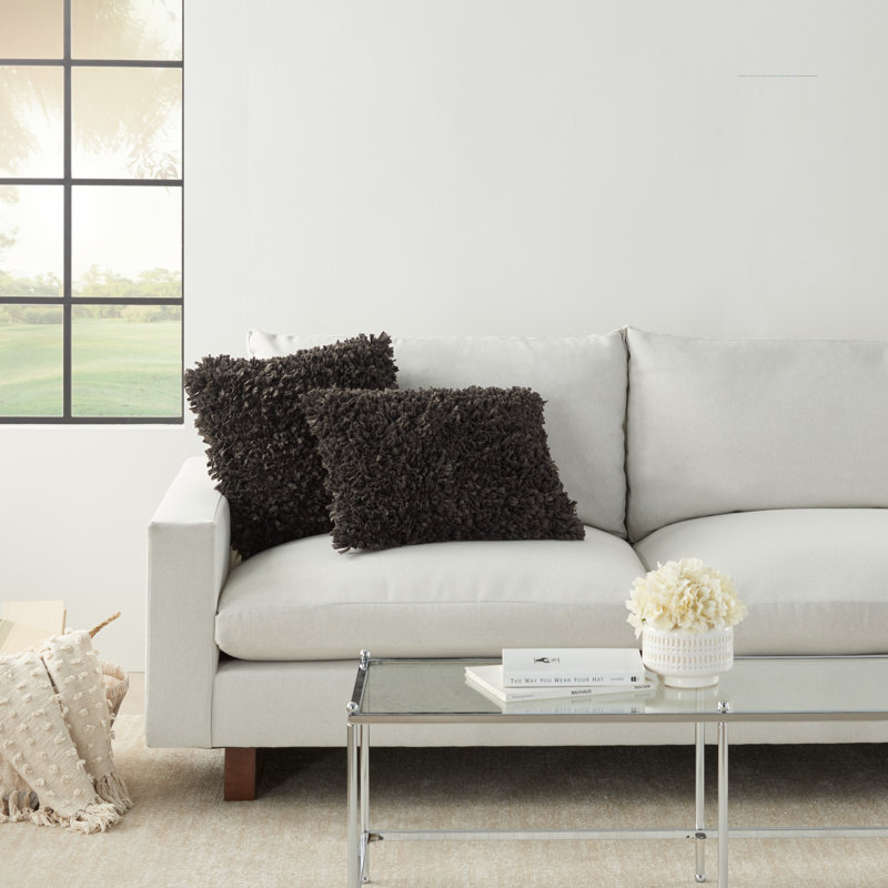 Debbi Ruffled Throw Pillow, Charcoal