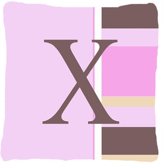 Coussin décoratif intérieur/extérieur à rayures de couleur rose initial monogramme, X