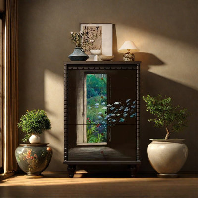 Five Drawer Pine Storage Cabinet