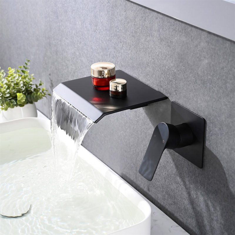 Robinet de baignoire mural Waterfall, Noir mat