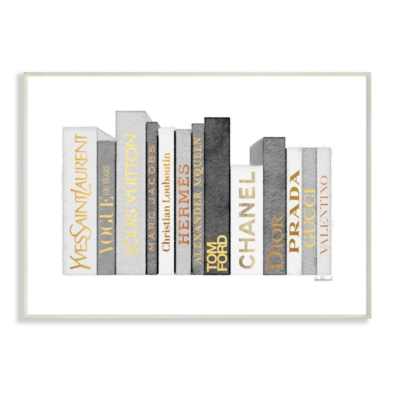 « styleing designer bookstack gray gold », reproduction d’art, H 10 po x l 15 po x P 0,5 po, Bois